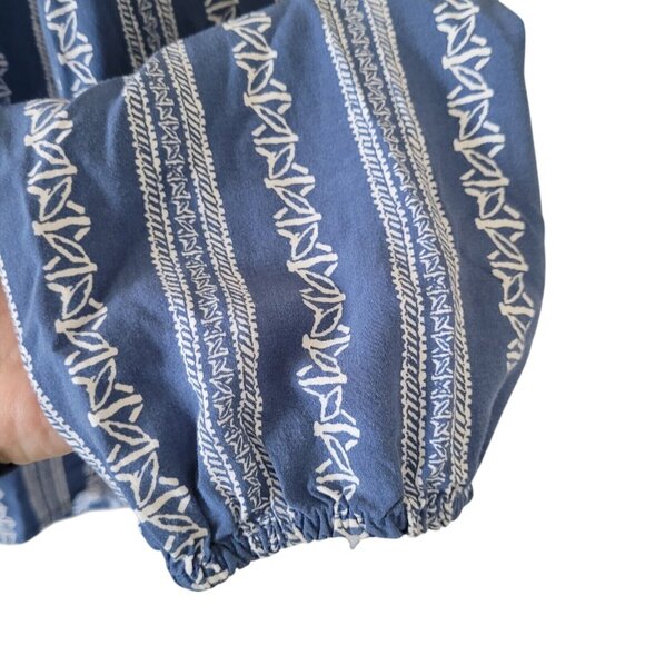 Simply Styled Boho Top Womens Size S Blue Printed Long Sleeve Casual - Picture 7 of 10